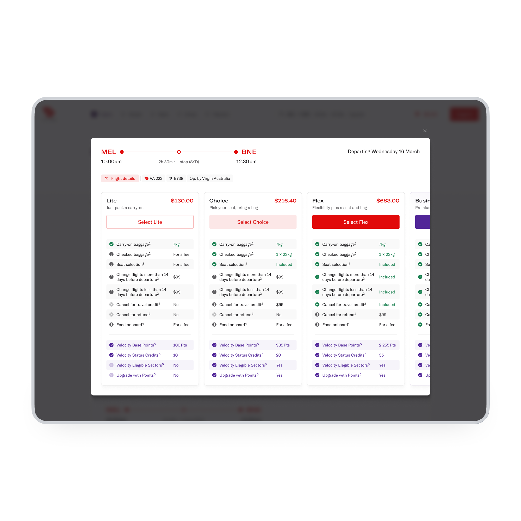 Image of booking engine detail